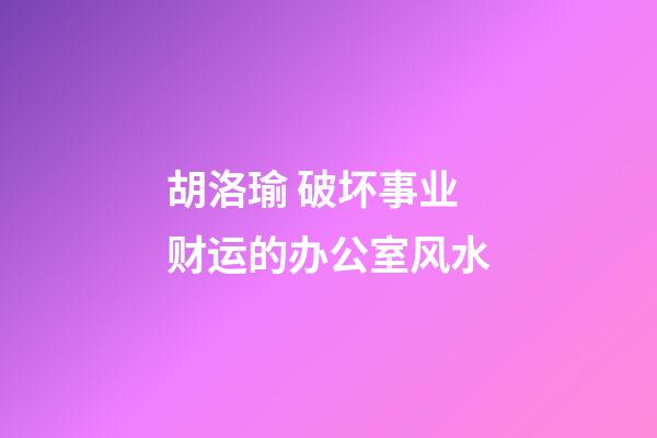 胡洛瑜 破坏事业财运的办公室风水